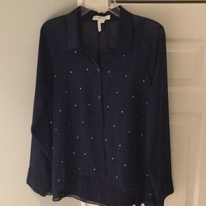 BCBG jewel studded sheer shirt.